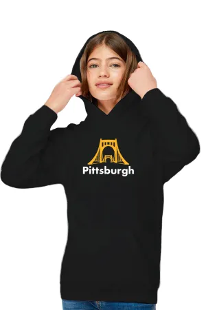3224 - Pittsburgh Bridge Youth Hoodie - Black - FINAL SALE