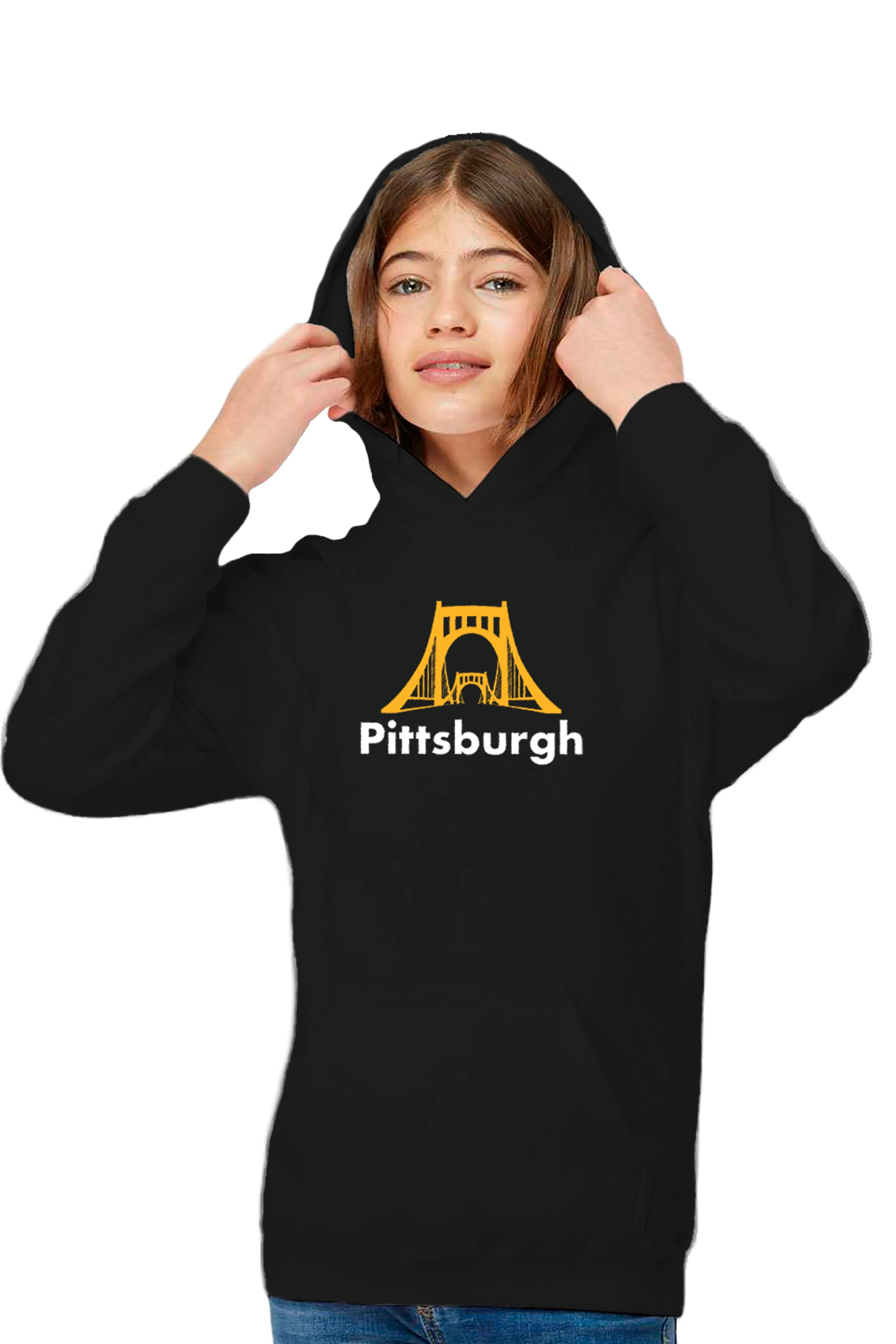 3224 - Pittsburgh Bridge Youth Hoodie - Black - FINAL SALE