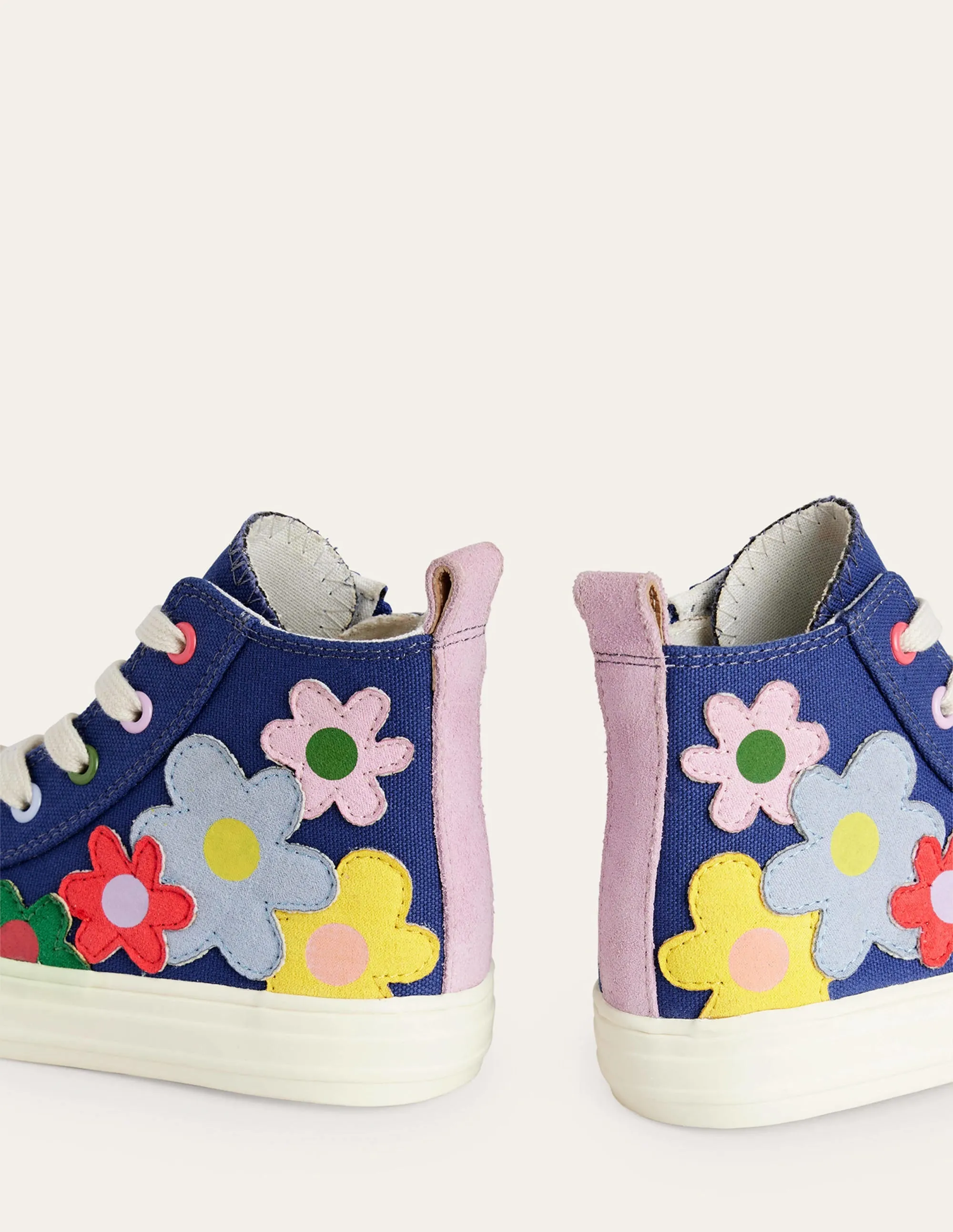 Canvas High Tops-Sapphire Blue Multi Floral