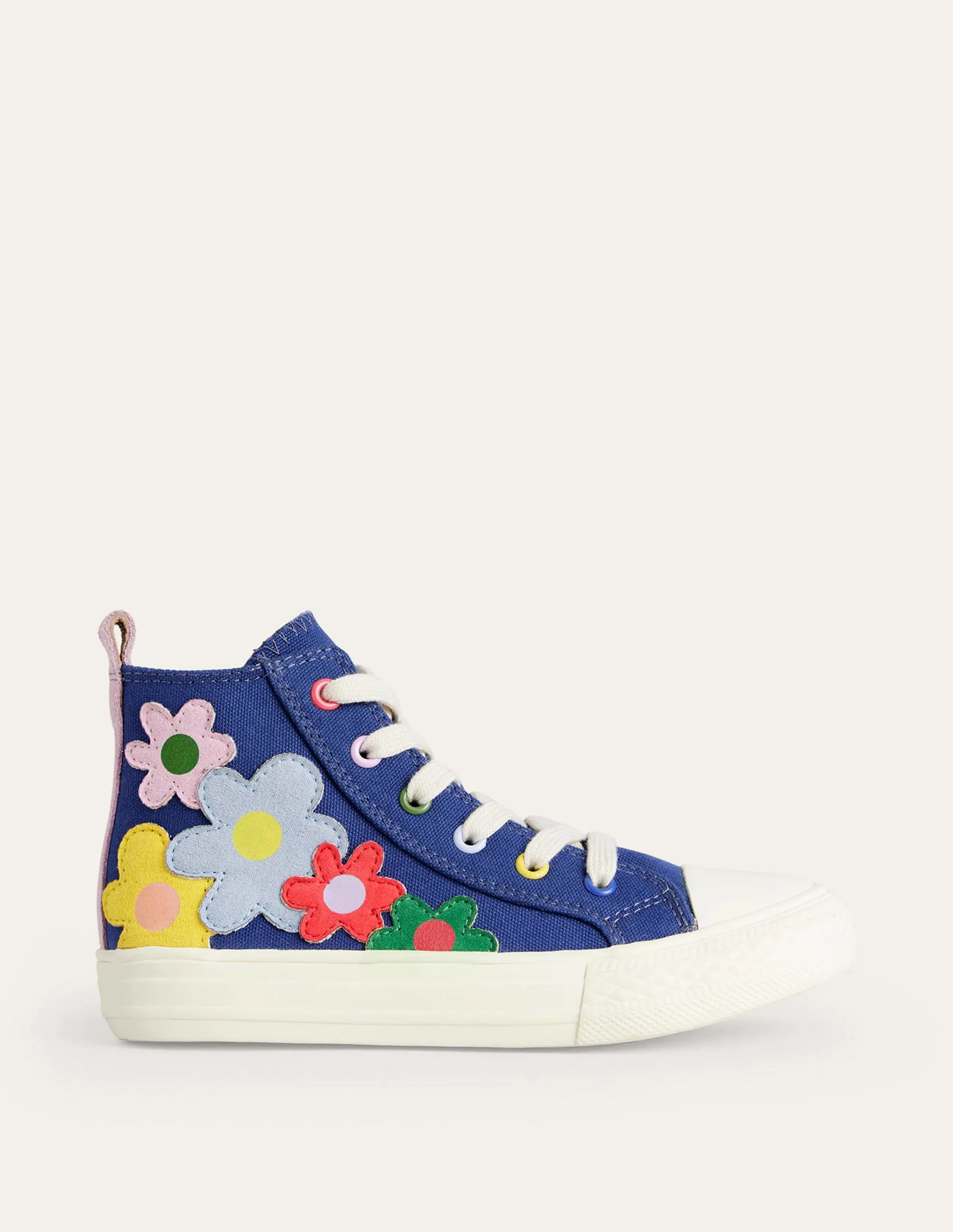 Canvas High Tops-Sapphire Blue Multi Floral