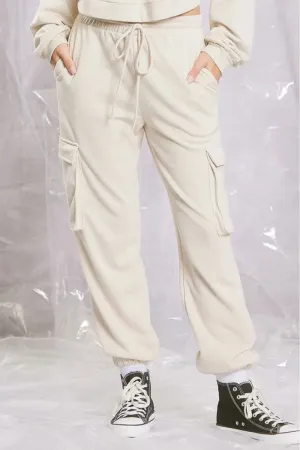 Illa Illa Darla Cotton Terry Pants  Relaxed Cargo Joggers with Drawstring Waist