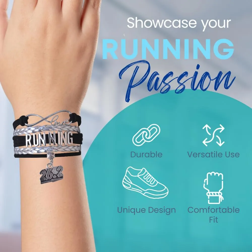 Infinity Collection Running Gifts- Runner Bracelet, Running Jewelry, Adjustable Running Charm Bracelet- Perfect Cross Country, Track, Marathon Gifts 
