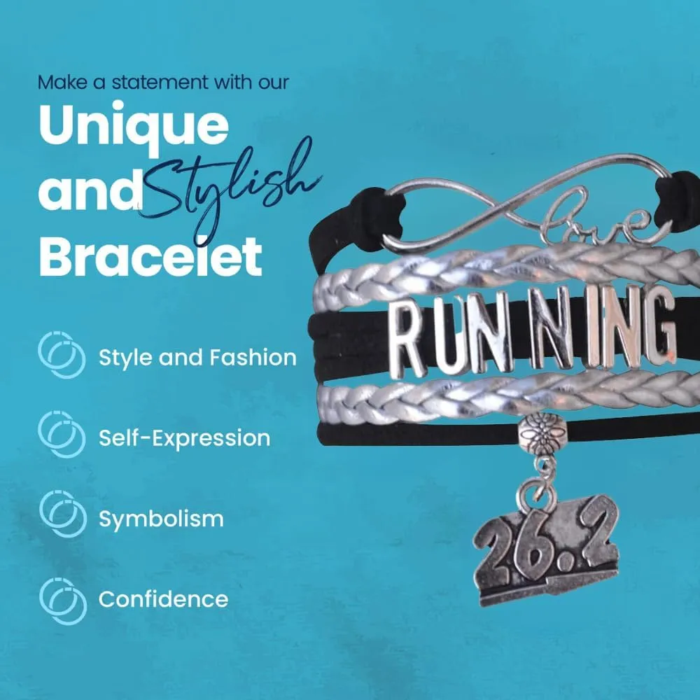 Infinity Collection Running Gifts- Runner Bracelet, Running Jewelry, Adjustable Running Charm Bracelet- Perfect Cross Country, Track, Marathon Gifts 