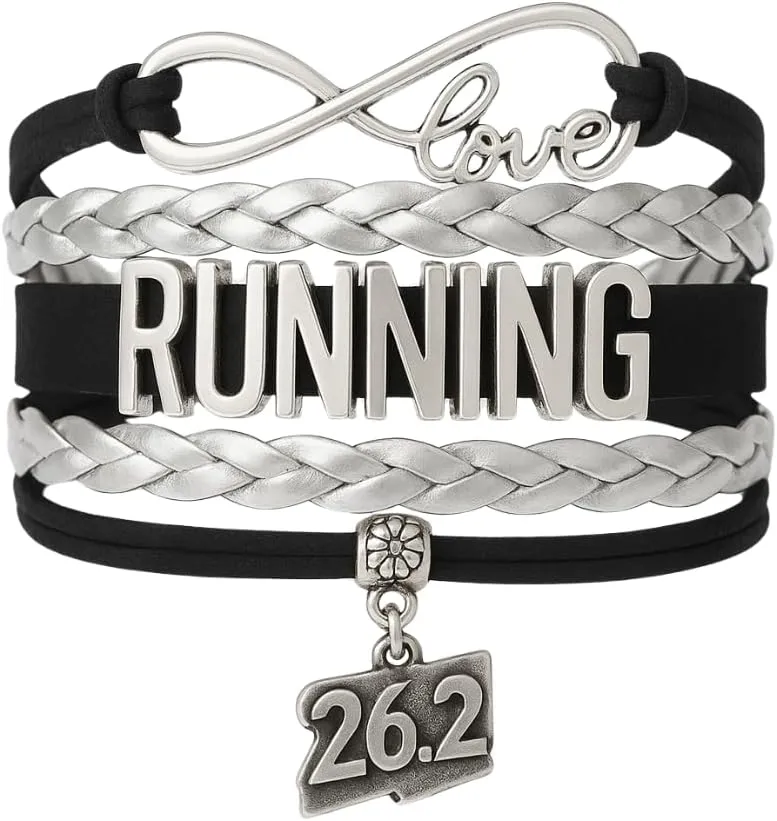 Infinity Collection Running Gifts- Runner Bracelet, Running Jewelry, Adjustable Running Charm Bracelet- Perfect Cross Country, Track, Marathon Gifts 