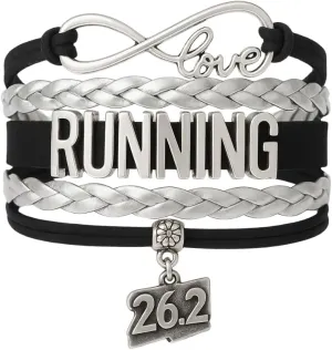 Infinity Collection Running Gifts- Runner Bracelet, Running Jewelry, Adjustable Running Charm Bracelet- Perfect Cross Country, Track, Marathon Gifts 