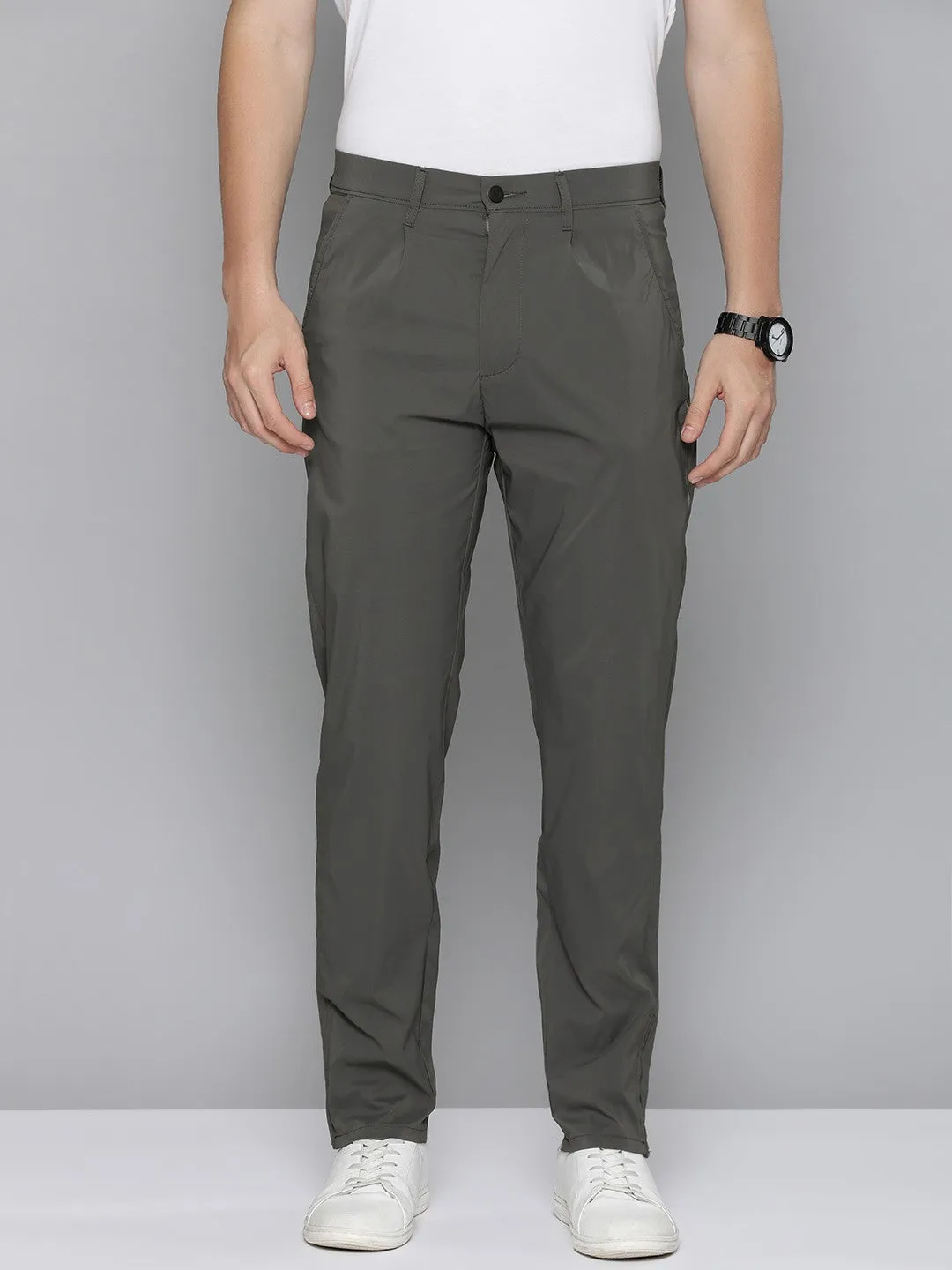Men's Grey Regular Fit Trousers