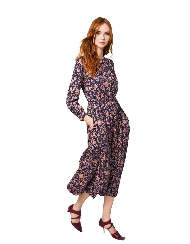 Women's Olive Jersey Midi Dress in navy Multi